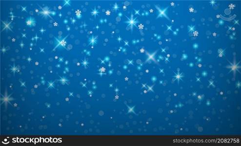 Abstract lights snowflake on blue background, Christmas background, vector illustration