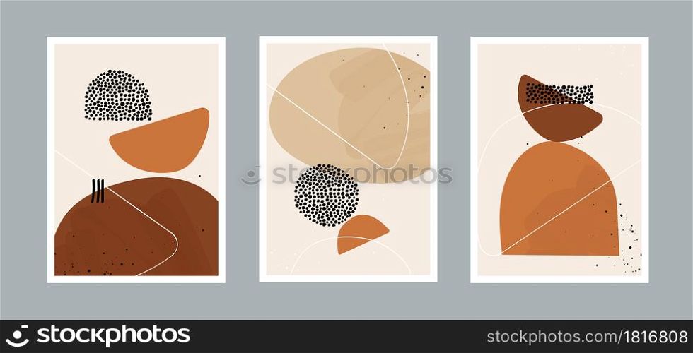 Abstract line and dots arts background with different shapes for wall decoration, postcard or brochure cover. Vector design.