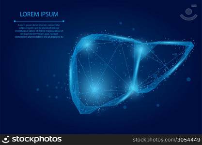 Abstract line and point human liver. Low poly Healthcare Vector Illustration