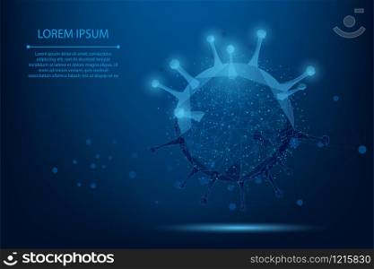 Abstract line and point Virus cell. Low poly Immunology, new strain epidemic, infection pathogen concept vector illustration. Abstract polygonal image.