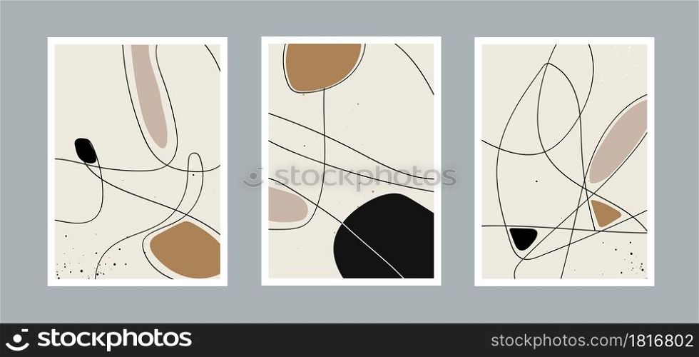Abstract line arts background with different shapes for wall decoration, postcard or brochure cover. Vector design.