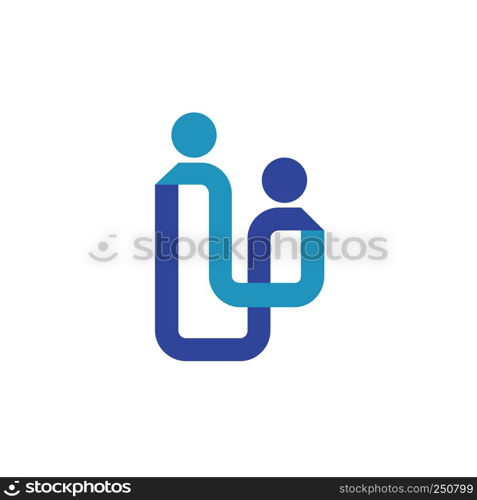 abstract line Family logo concept, simple family icon logo, simple figures dad, mom and child used for family practice