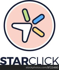 Abstract line style star logo with mouse cursor Vector Image