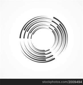 Abstract Lines in Circle Form, Design element, Geometric shape, Striped border frame for image, Technology round Logo, Spiral Vector Illustration