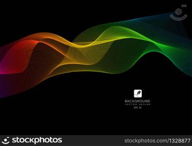 Abstract lines on a background. Line art. Vector illustration. Wave with lines created using blend tool. Curved wavy line,smooth stripe.Design element.