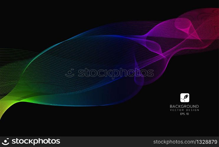 Abstract lines on a background. Line art. Vector illustration. Wave with lines created using blend tool. Curved wavy line,smooth stripe.Design element.