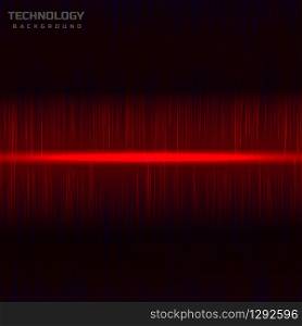 Abstract lines on red and black background technology futuristic concept. Vector illustration