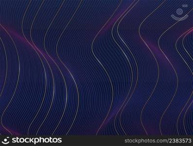 Abstract lines pattern design wavy tech template. Futuristic design with gradient colors, well organized object layers background. Illustration vector