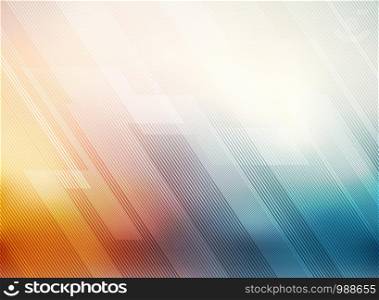 Abstract lines pattern technology on red and blue gradients blurred background. Vector illustration