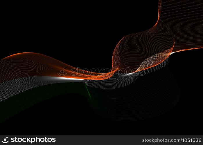 Abstract lines vector background. Colours of India flag. Eps10.
