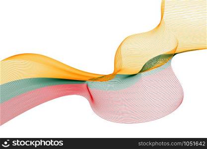 Abstract lines vector background. Colours of Lithuania flag. Eps10.