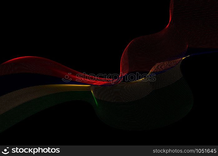 Abstract lines vector background. Colours of Mauritius flag. Eps10.