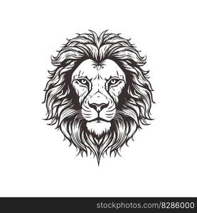 Abstract Lion Head Logo Design with Line Art Graphic Style.