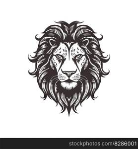 Abstract Lion Head Logo Design with Line Art Graphic Style.