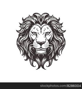 Abstract Lion Head Logo Design with Line Art Graphic Style.