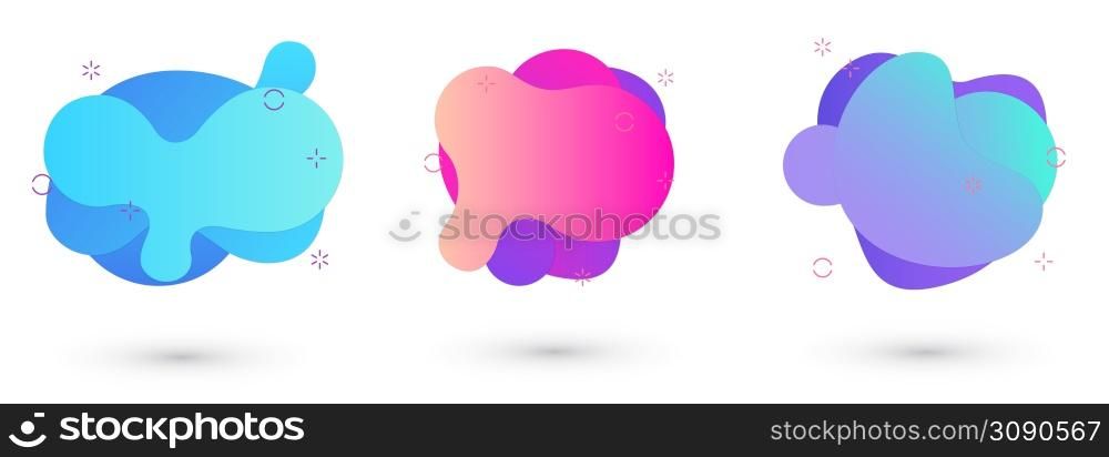 Abstract liquid backgrounds set isolated on white. Gradient abstract shapes with flowing liquid shapes. Vector illustration. Abstract liquid backgrounds set isolated on white. Gradient abstract shapes with flowing liquid shapes.