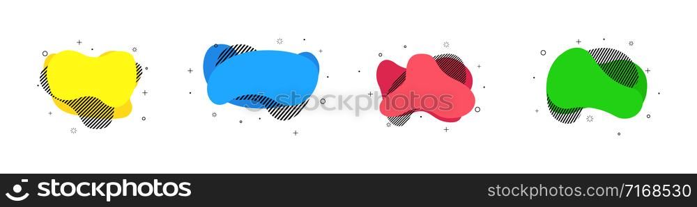 Abstract liquid colorful vector shape isolated on white background. Flat geometric shapes. Dynamical coloured forms. Minimal futuristic design. Creative vector element. EPS 10