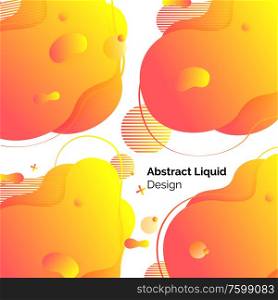 Abstract liquid design vector, shapes abstraction and decoration, background for banners and webpages. Color art with forms and text sample. Abstract Liquid Design Set of Posters Template
