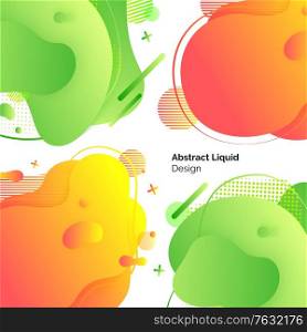 Abstract liquid design vector, shapes abstraction and decoration, background for banners and webpages. Color art with forms and text sample. Abstract Liquid Design Set of Posters Template