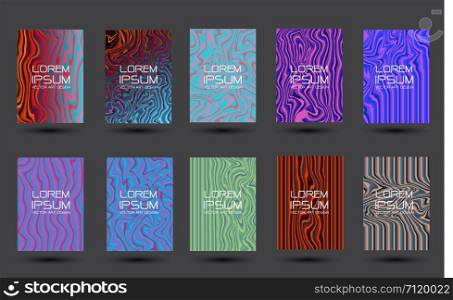 Abstract liquid lines design colorful cover set collection on grey background design modern futuristic vector illustration.