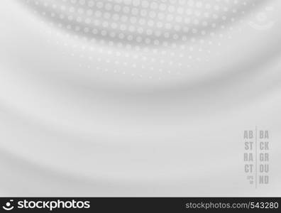 Abstract liquid rotate swirling rippled gray background with radial halftone. Vector illustration