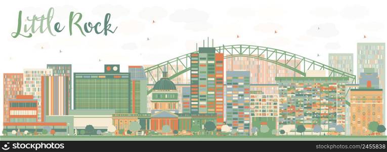 Abstract Little Rock Skyline with Color Buildings. Vector Illustration. Business Travel and Tourism Concept with Modern Architecture. Image for Presentation Banner Placard and Web Site.