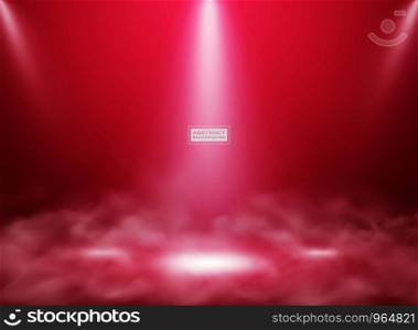 Abstract living coral color studio background. Decorating color of the year 2019 for standing product, poster, presentation artwork with smoke. illustration vector eps10