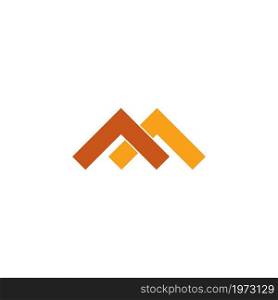 Abstract logo business vector. Design double yellow triangle on white background. Design print for company identity
