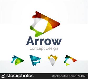 Abstract logo design of color pieces, overlapping geometric shapes. Light and shadow effects