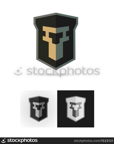 Abstract logo design. Protection shield secure badge identity. Creative geometric emblem.