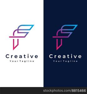 Abstract logo element initial letter F geometric shape. Minimalist and modern F Logo design. Logo can be used for branding and business cards.