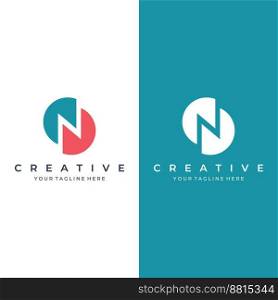 Abstract logo initial letter N geometric elements. Elegant, minimalist, creative and modern logo template. Identity sign, brand and business card.