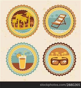 abstract logo - retro labels with summer icons