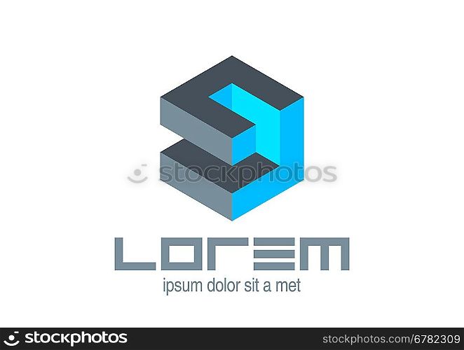 Abstract logo template. Logic puzzle cube. Vector icon. Editable.