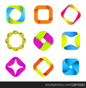 Abstract logo templates. Infinite shapes. Square icons set.