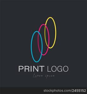 Abstract logo with intersecting colored ovals. Illustration for a logo, sticker or sticker. Flat style