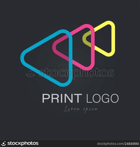 Abstract logo with intersecting colored triangles. Illustration for a logo, sticker or sticker. Flat style