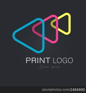 Abstract logo with intersecting colored triangles. Illustration for a logo, sticker or sticker. Flat style
