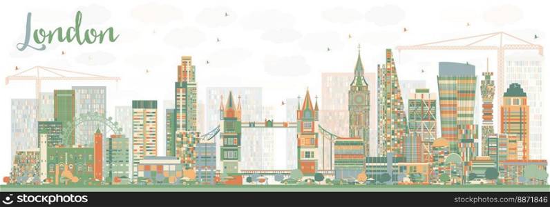 Abstract London Skyline with Color Buildings. Vector Illustration.