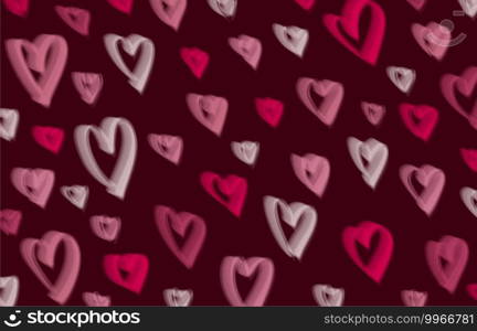 Abstract love heart Valentine’s Day pattern design of red and pink pattern template. Overlapping style of seamless background. illustration vector