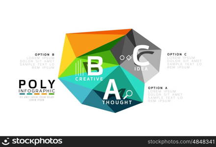 Abstract low poly infographics template. Abstract low poly infographics vector template