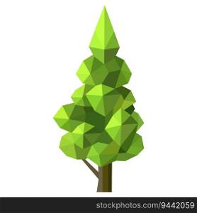 Abstract low poly pine tree icon isolated. Geometric forest polygonal style. 3d low poly symbol. Stylized eco design element. Design for poster, flyer, cover, brochure. Vector illustration. Abstract low poly pine tree icon isolated. Geometric forest polygonal style. 3d low poly symbol. Stylized eco design element