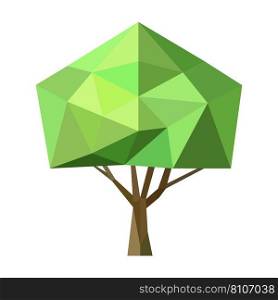 Abstract low poly tree icon isolated. Geometric polygonal style. 3d low poly. Stylized design element. Design for poster, flyer, cover, brochure.. Abstract low poly tree icon isolated. Geometric polygonal style. 3d low poly.