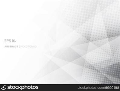 Abstract low poly white and gray triangles polygon and halftone with copy space white background. Vector illustration