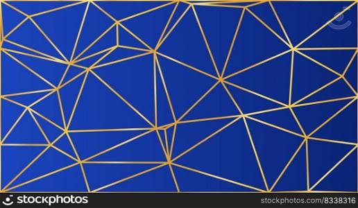 Abstract low poly with gold lines background illustration. Low poly banner with triangle shapes. Triangles mosaic. Vector illustration