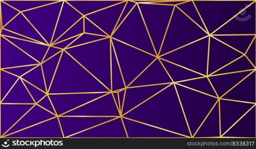 Abstract low poly with gold lines background illustration. Low poly banner with triangle shapes. Triangles mosaic. Vector illustration