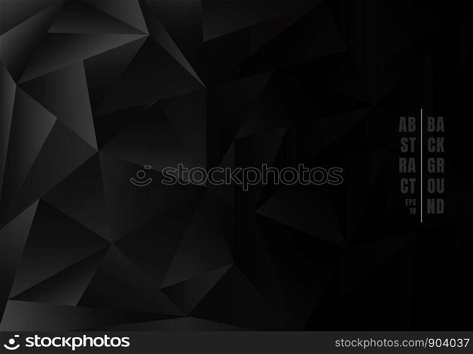 Abstract low polygon or triangles pattern on black background and texture. Geometric pattern. Vector illustration