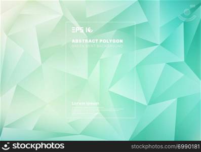 Abstract low polygon or triangles pattern on blue green mint background and texture. Vector illustration