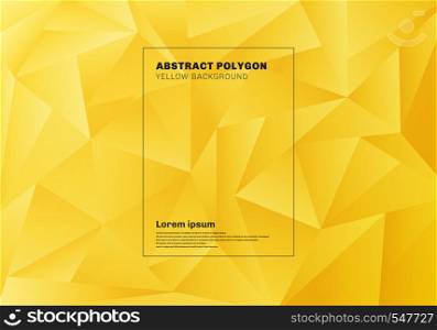 Abstract low polygon or triangles pattern on yellow mustard background and texture. Geometric pattern. Vector illustration