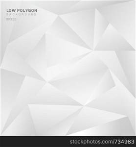 Abstract low polygon white background. Geometric triangles pattern backdrop. Vector illustration